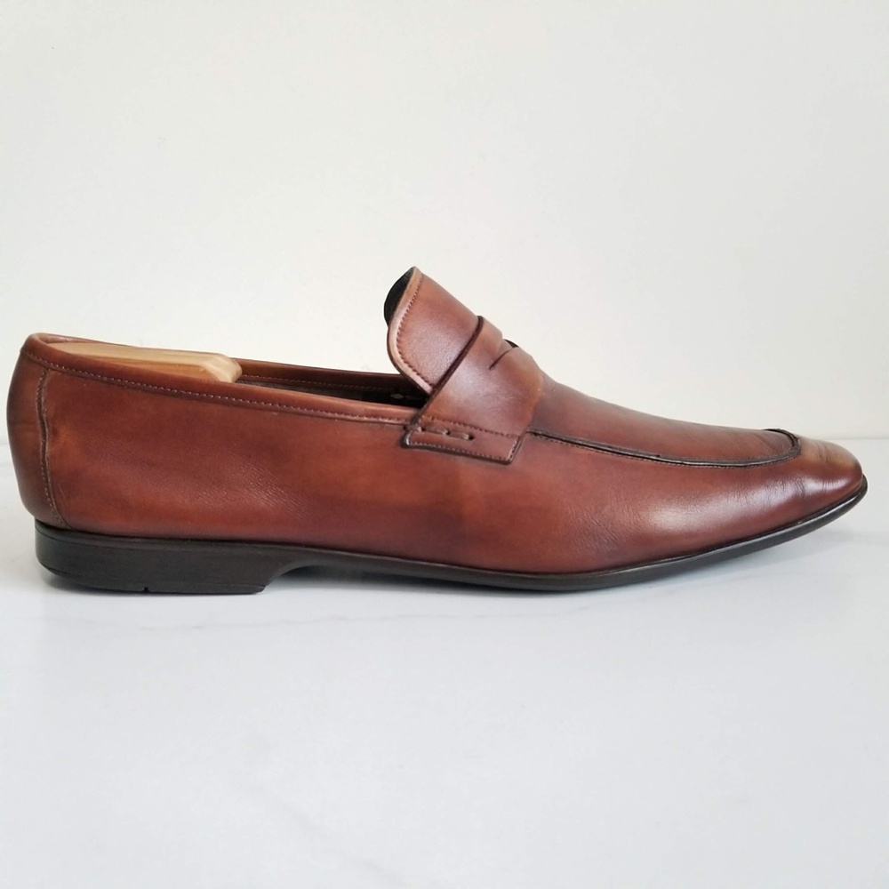 Magnanni Ramiro Brown Leather Penny Loafers Dress Shoes Men's Slip On - Picture 5 of 13